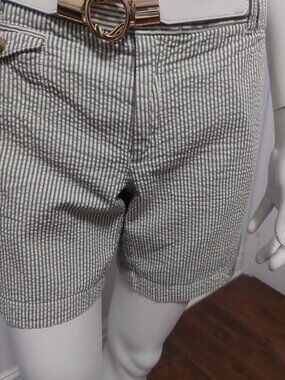 Vintage Banana Republic Green Striped Seersucker Shorts - Size 6 EUC